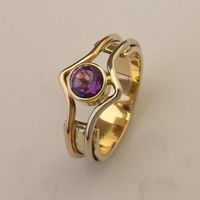 Tri-color ring met amethist gemaakt uit 3 ringen van klant